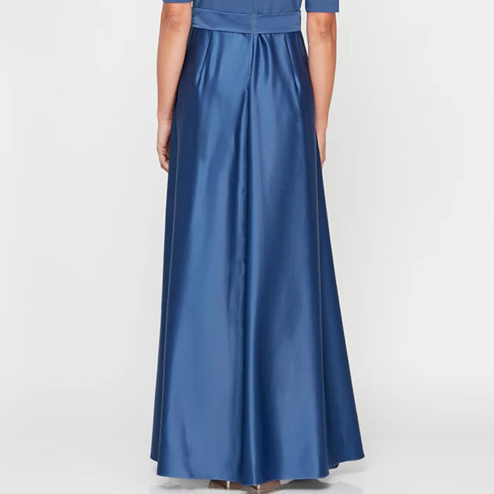Alex Evenings Wedgewood Satin Petite Surplice Neckline Ballgown/NWT/14P - Picture 4 of 15